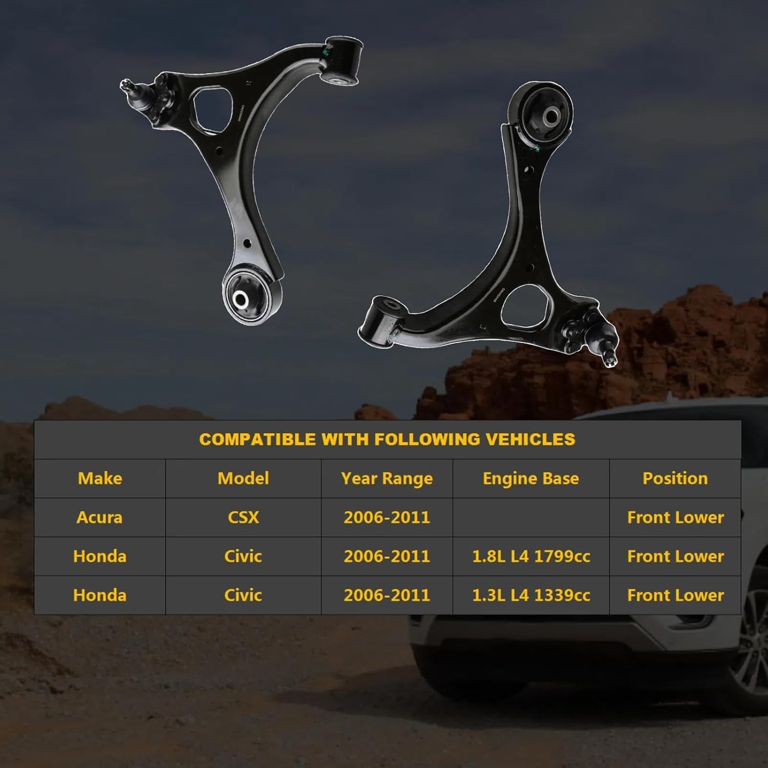 2pc Front Lower Control Arm and Ball Joint Assembly K620382 K620383 for Honda