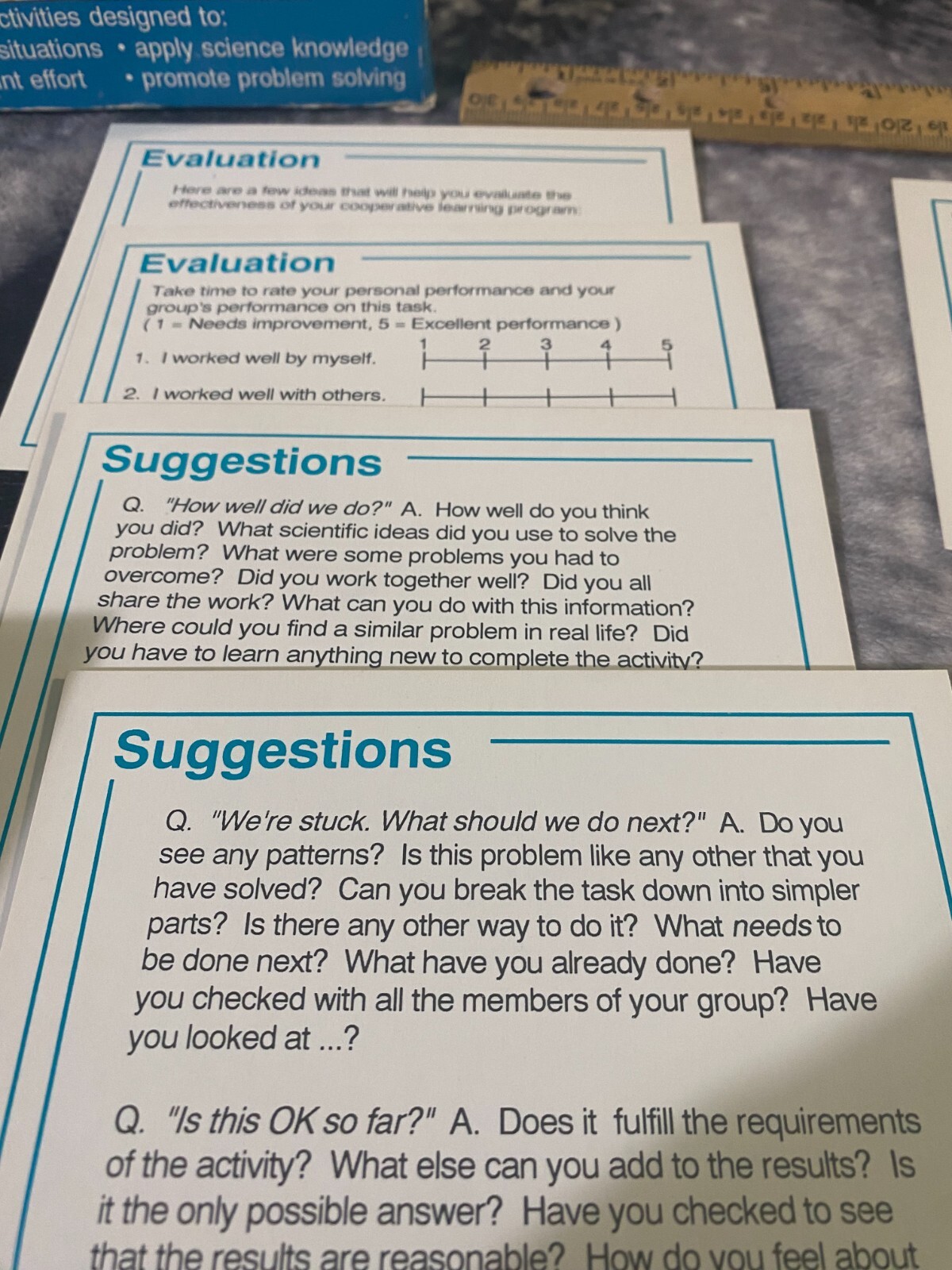 Vintage Science Cooperative Learning Activities Cards
