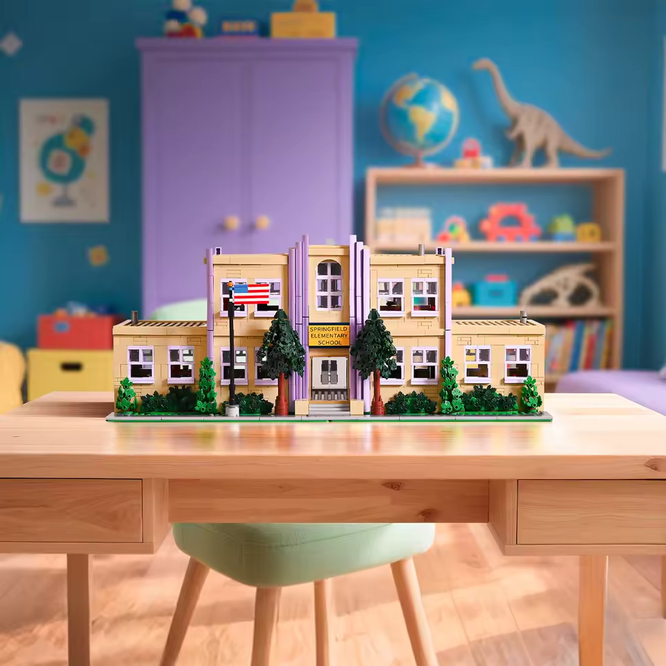 3500PCS Springfield Elementary School Building Blocks Idea Anime Street View Mod