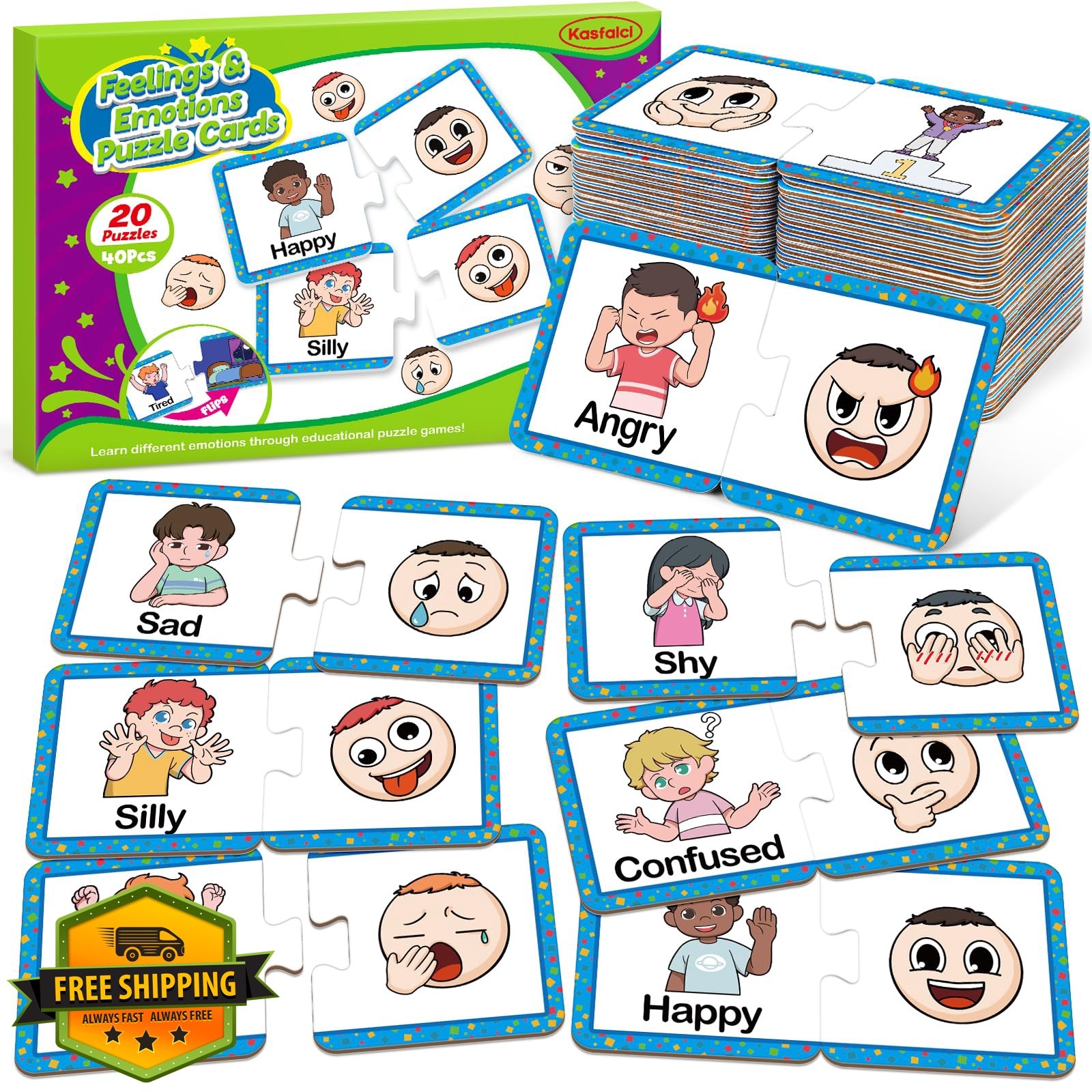 Kasfalci Feelings and Emotions Puzzle Cards