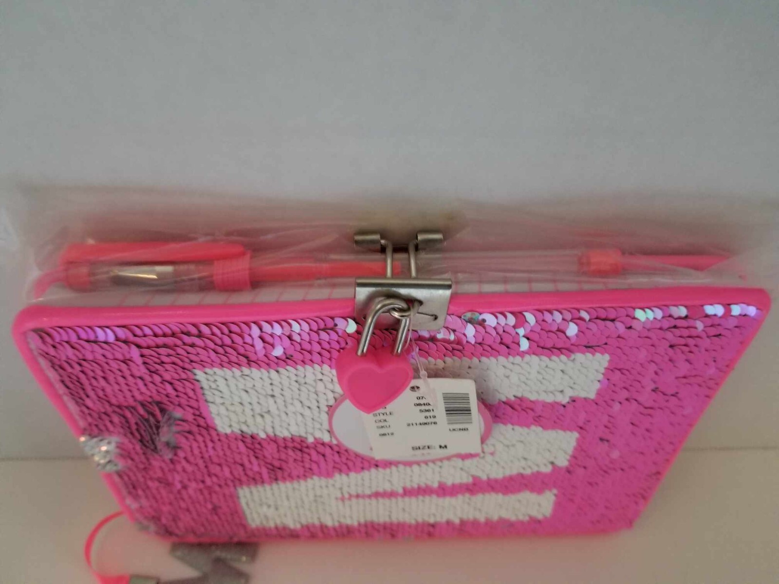 Justice Girls Sequin Neon Flip Sequins Diary Journal Writing Notebook Initial M