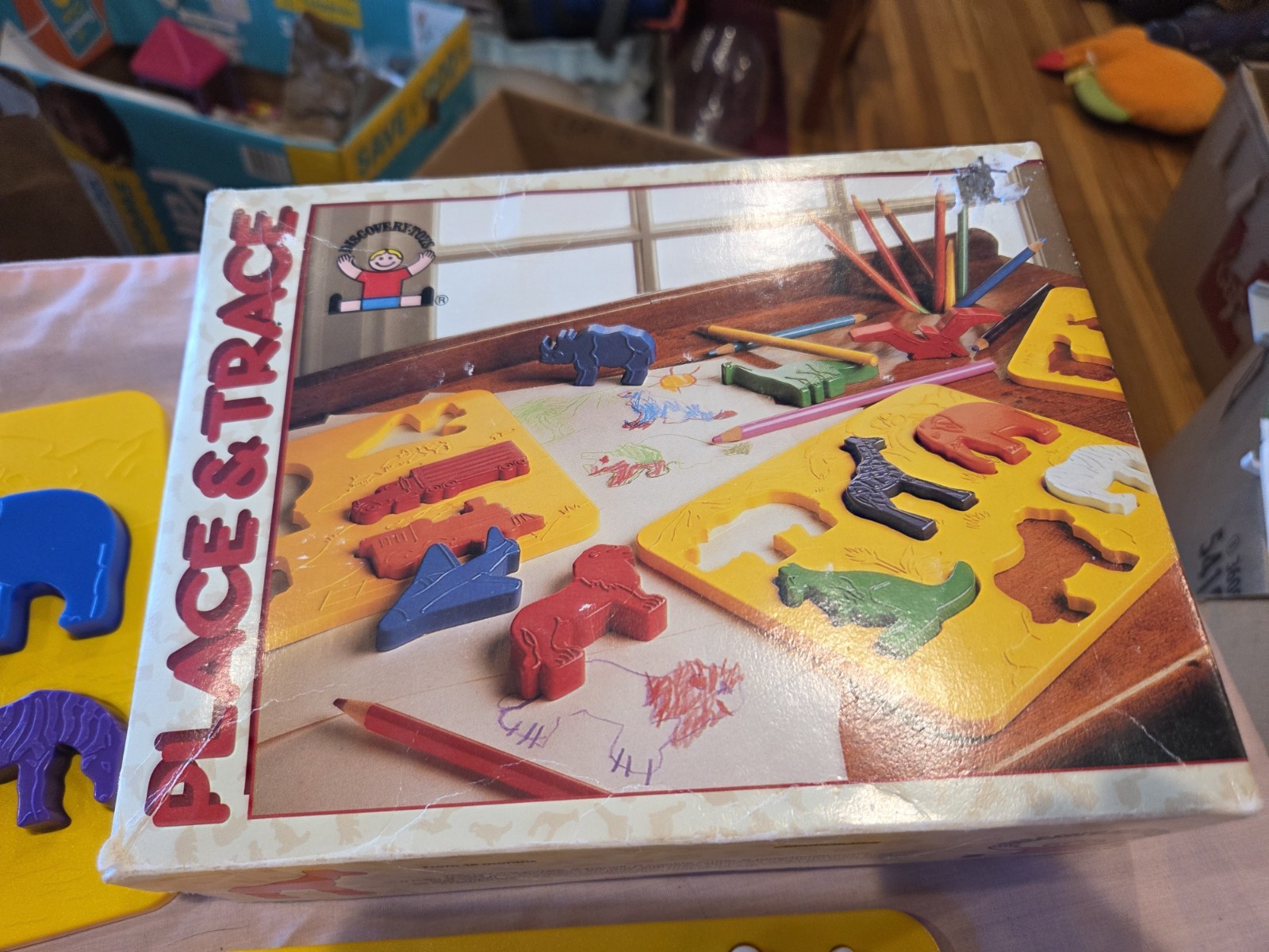 Discovery Toys Place & Trace Dinosaurs Animals Vehicles 1984 USA ~Complete Set!