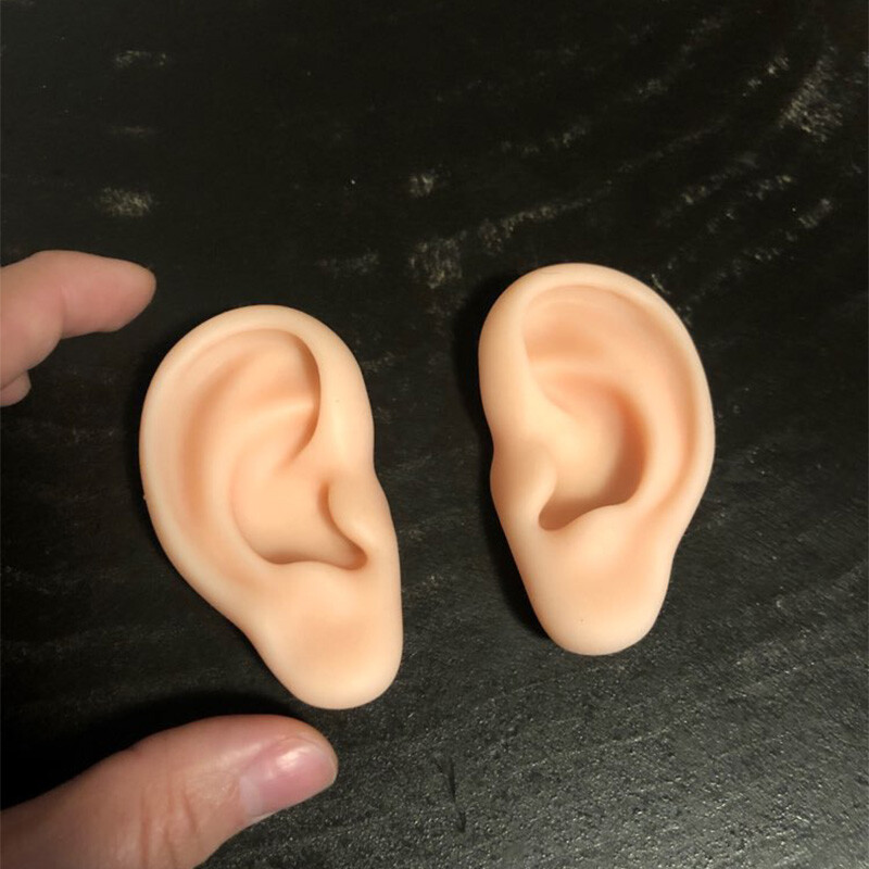 1 Pair Ear Model Silicone Ear Acupuncture Practice Model Right and Left Teaching