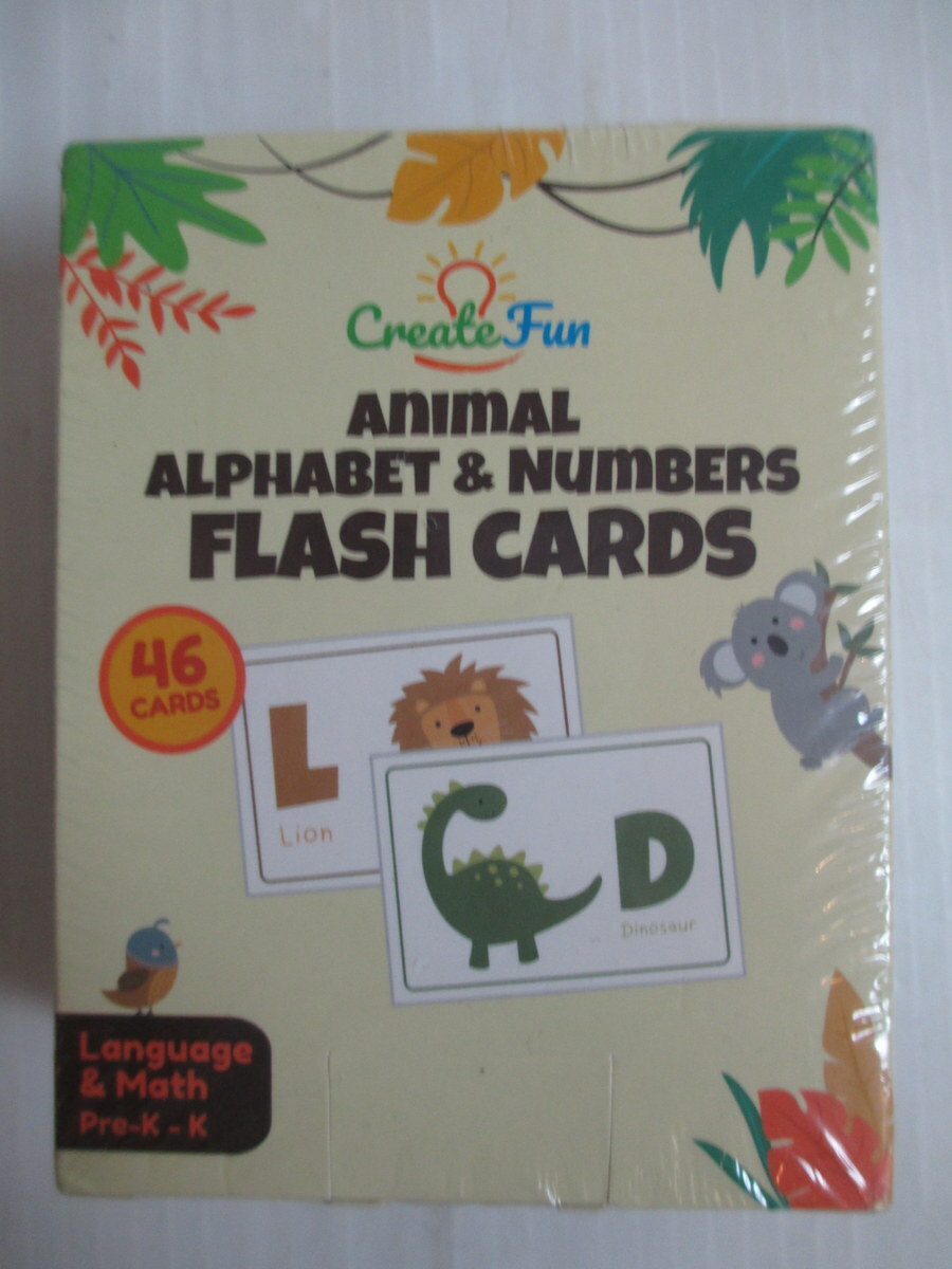 Animal Alphabet Numbers Flash Cards Create Fun new sealed pre-k k language math
