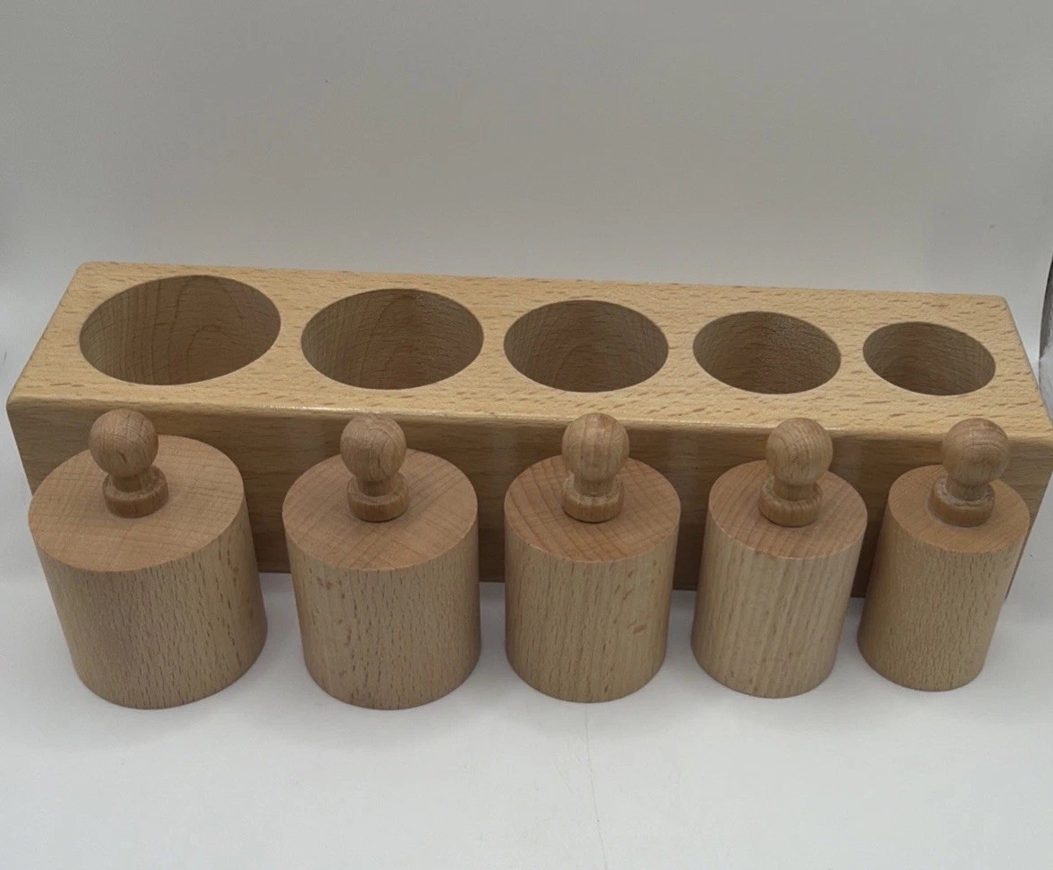 Montessori Knobbed Cylinder Socket Toddler Puzzle Wooden Cylinder Ladder