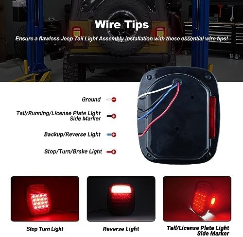 Tail Lights Assembly Replacement for 1979-2006 Wrangler TJ YJ CJ5 CJ7 Red Square