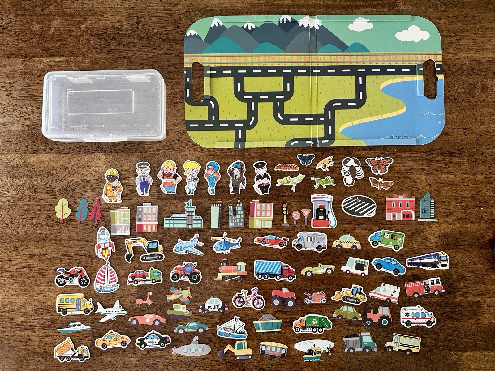 Stephen Joseph Transportation Magnetic Play Set + Extra Magnets + Storage Case