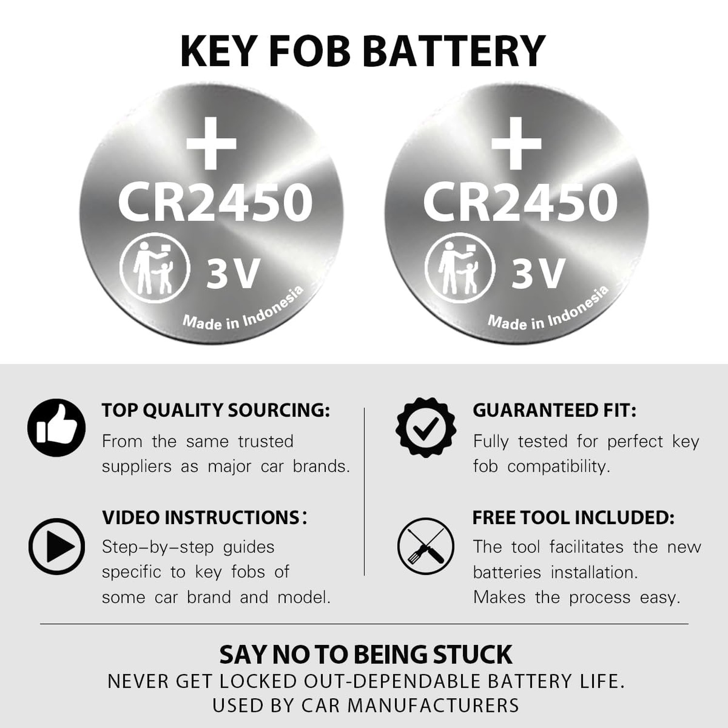 Key Fob Replacement Batteries for Ford/Lincoln CR2450 (F150 Explorer Edge Fus…