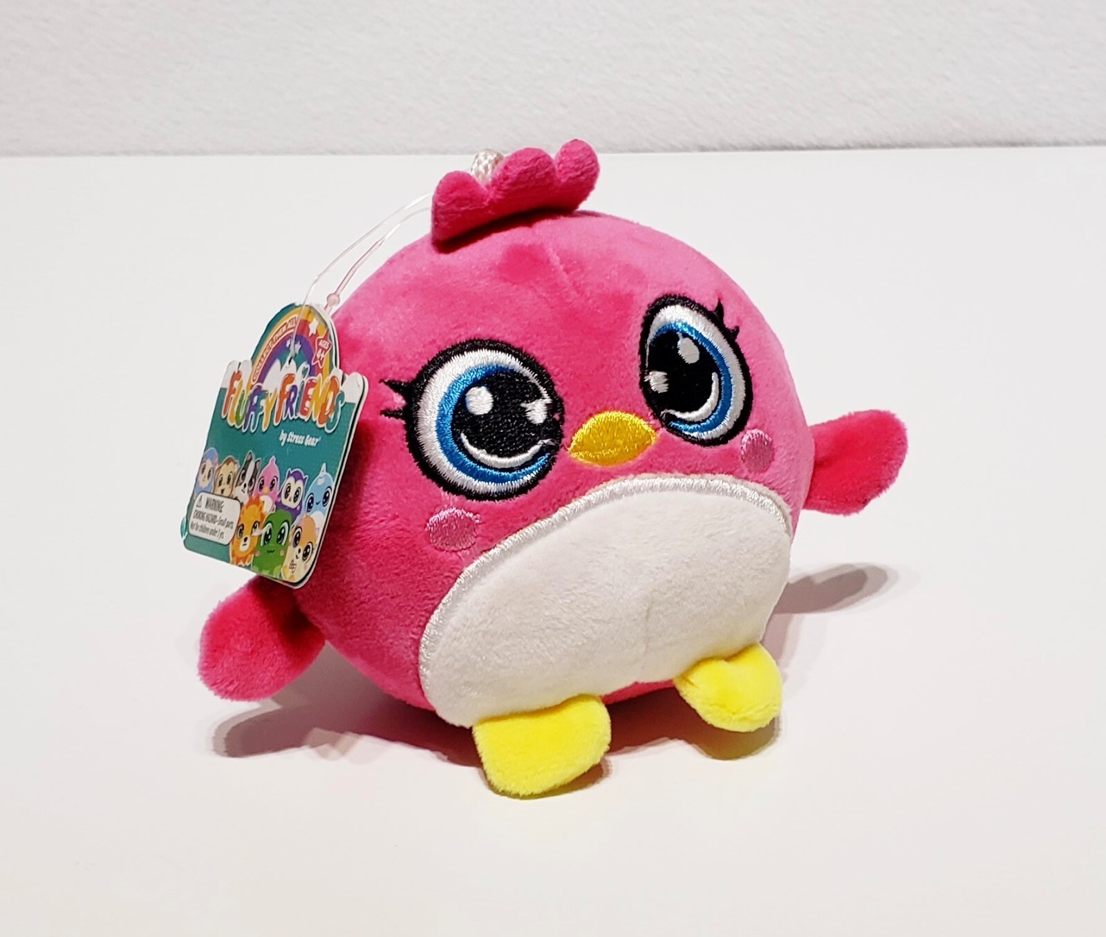 Stress Gear Fluffy Friends Squishy Fun Hot Pink Bird Plush Stress Ball Toy 4″NWT