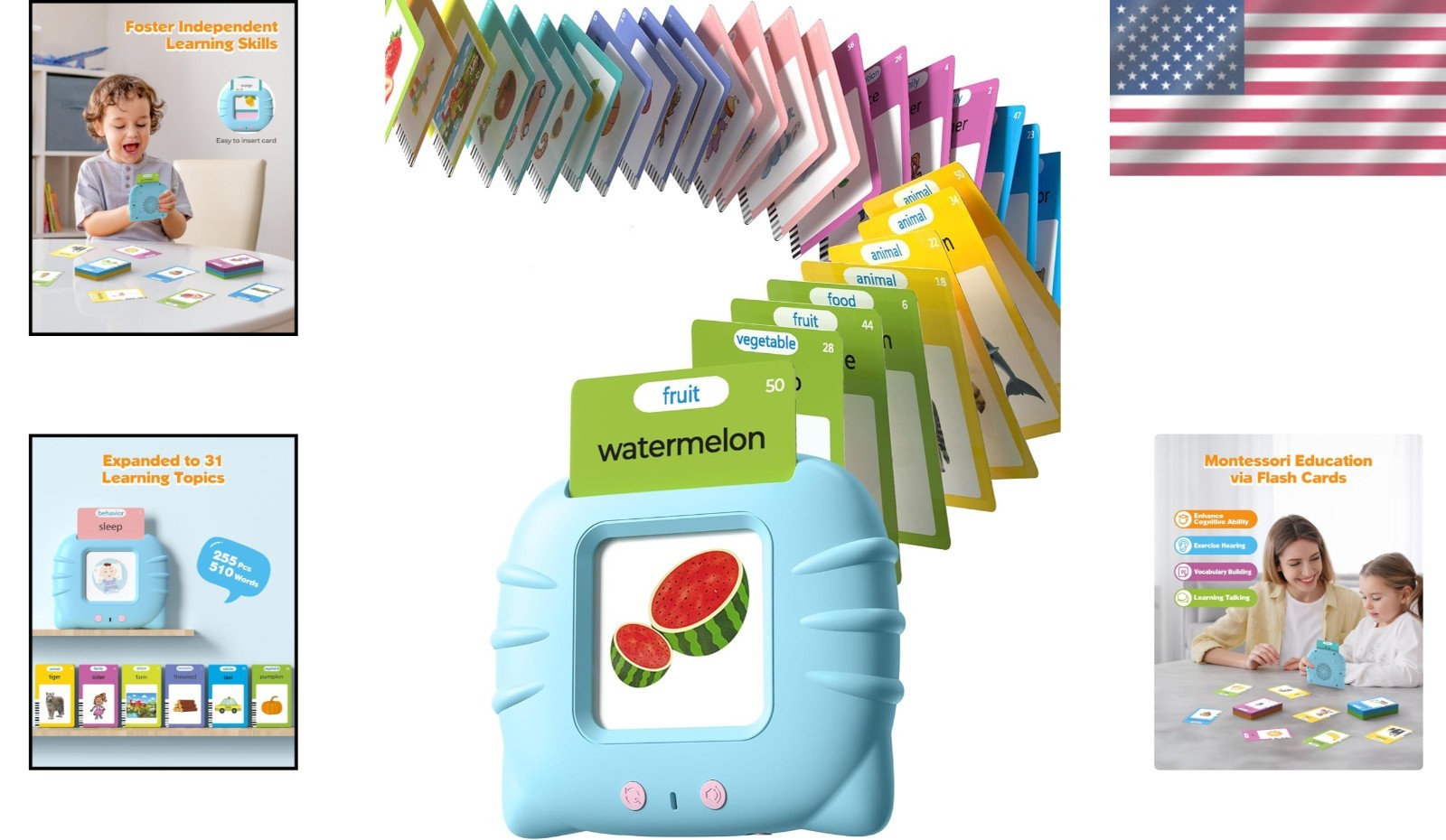 Talking Montessori Flash Cards: 510 Words with 31 Themes for Early Learners