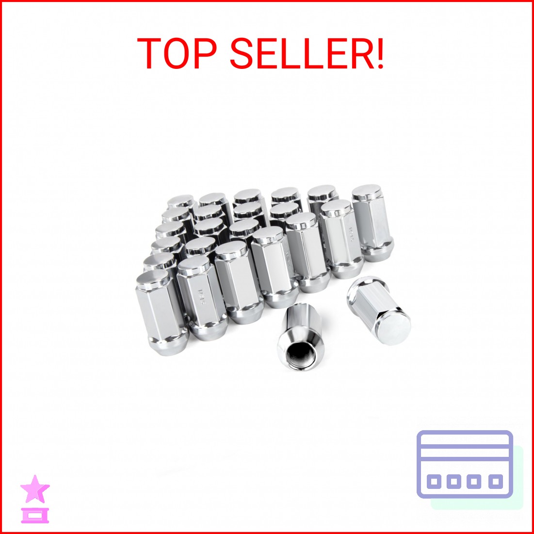 M14x1.5 Lug Nuts for Chevy Silverado Ford GMC, 24Pcs 1.8″ Length 14mmx1.5 Lug Nu