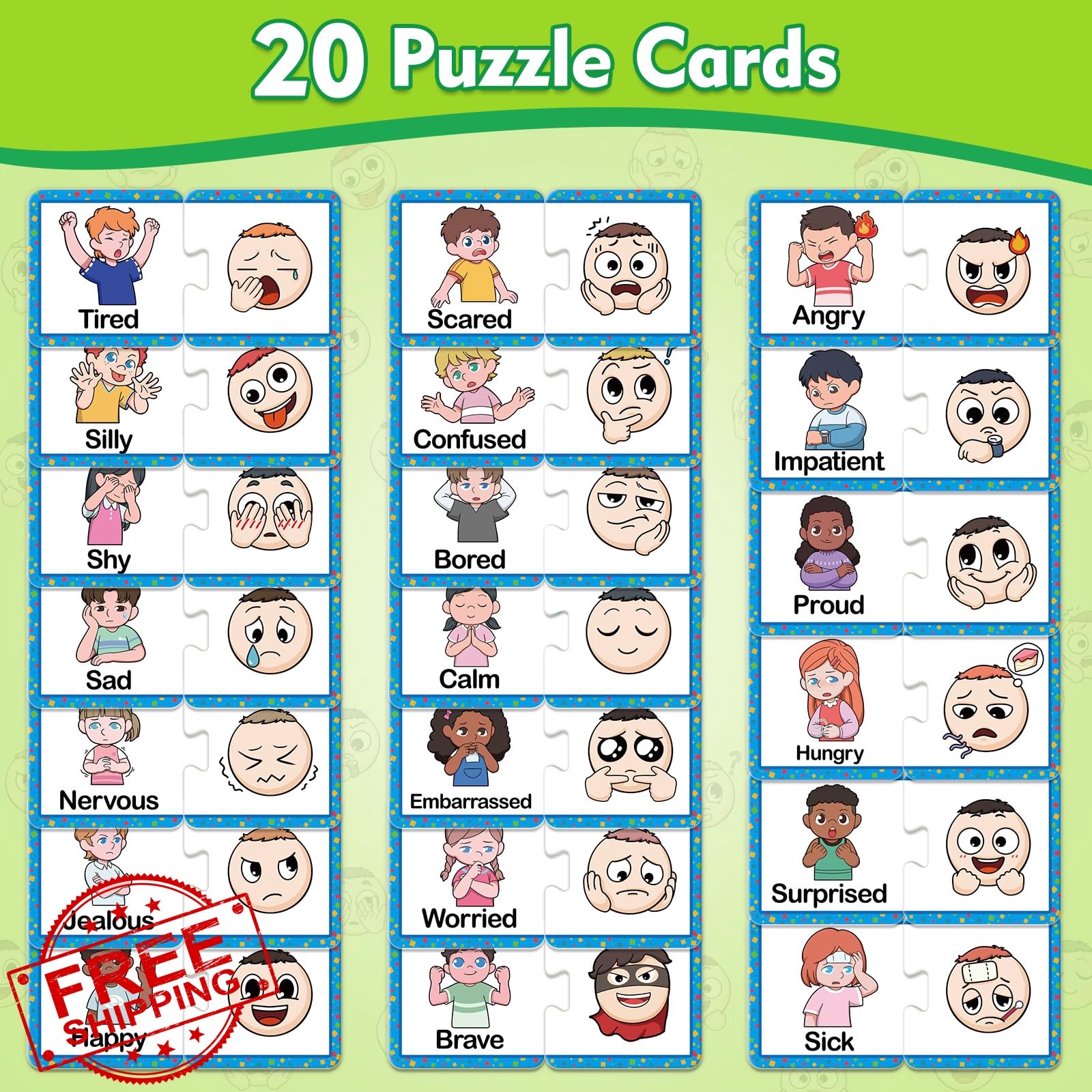 Kasfalci Feelings and Emotions Puzzle Cards