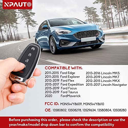 NPAUTO Key Fob Fits for 2011-2015 Ford Explorer Edge, 2015-2019 Focus, Taurus,
