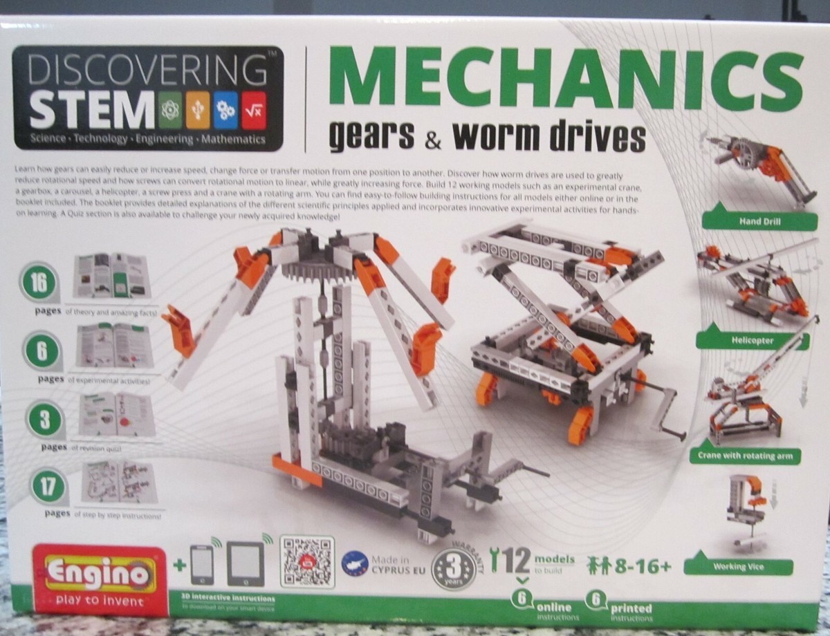 Engino STEM Mechanics: Gears & Worm Driveset New. Ages 6 To 13 Mechanics Movemen