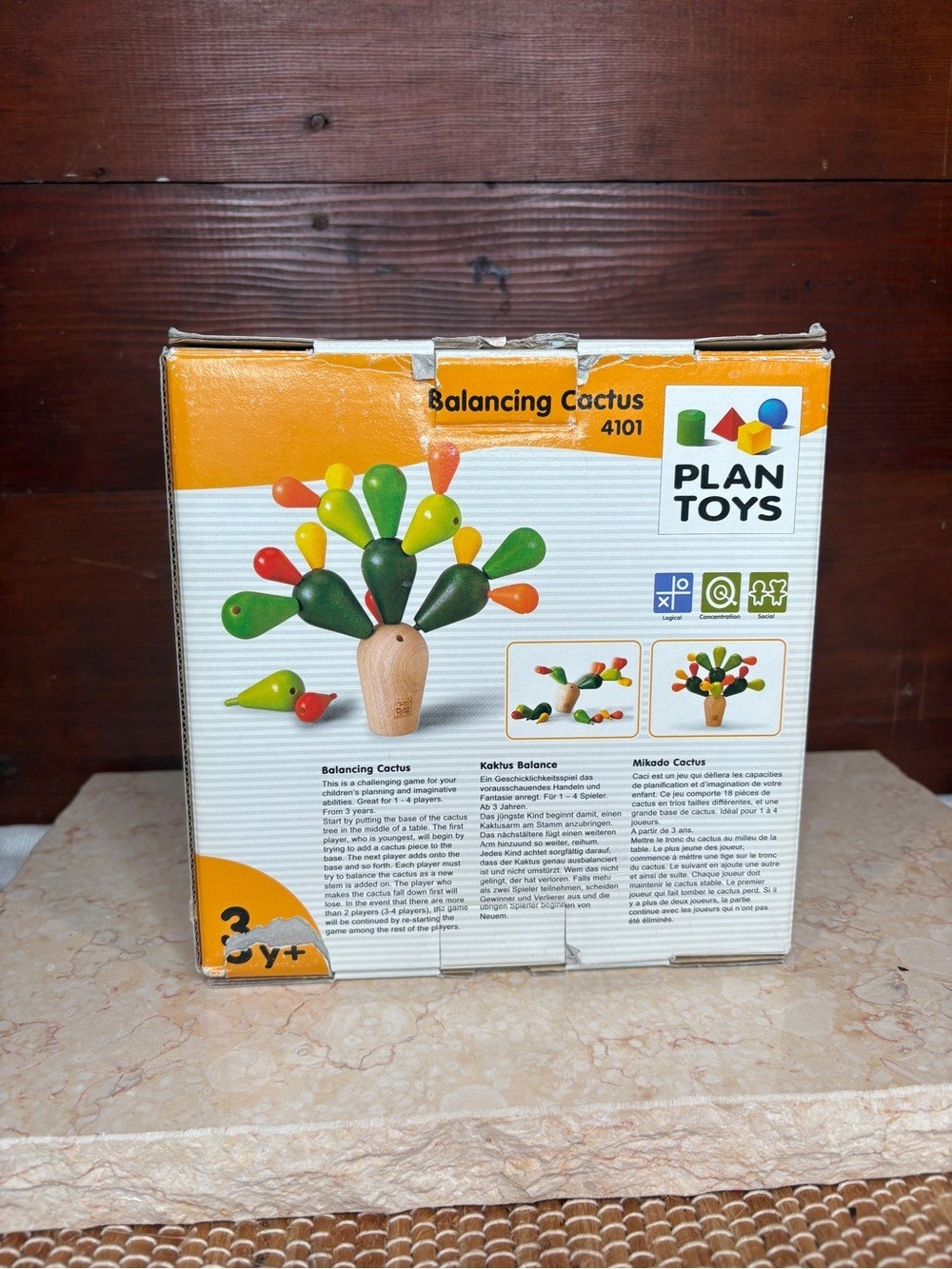 Plan Toys #4101 Balancing Cactus Wood Strategy Game Toy Complete Set