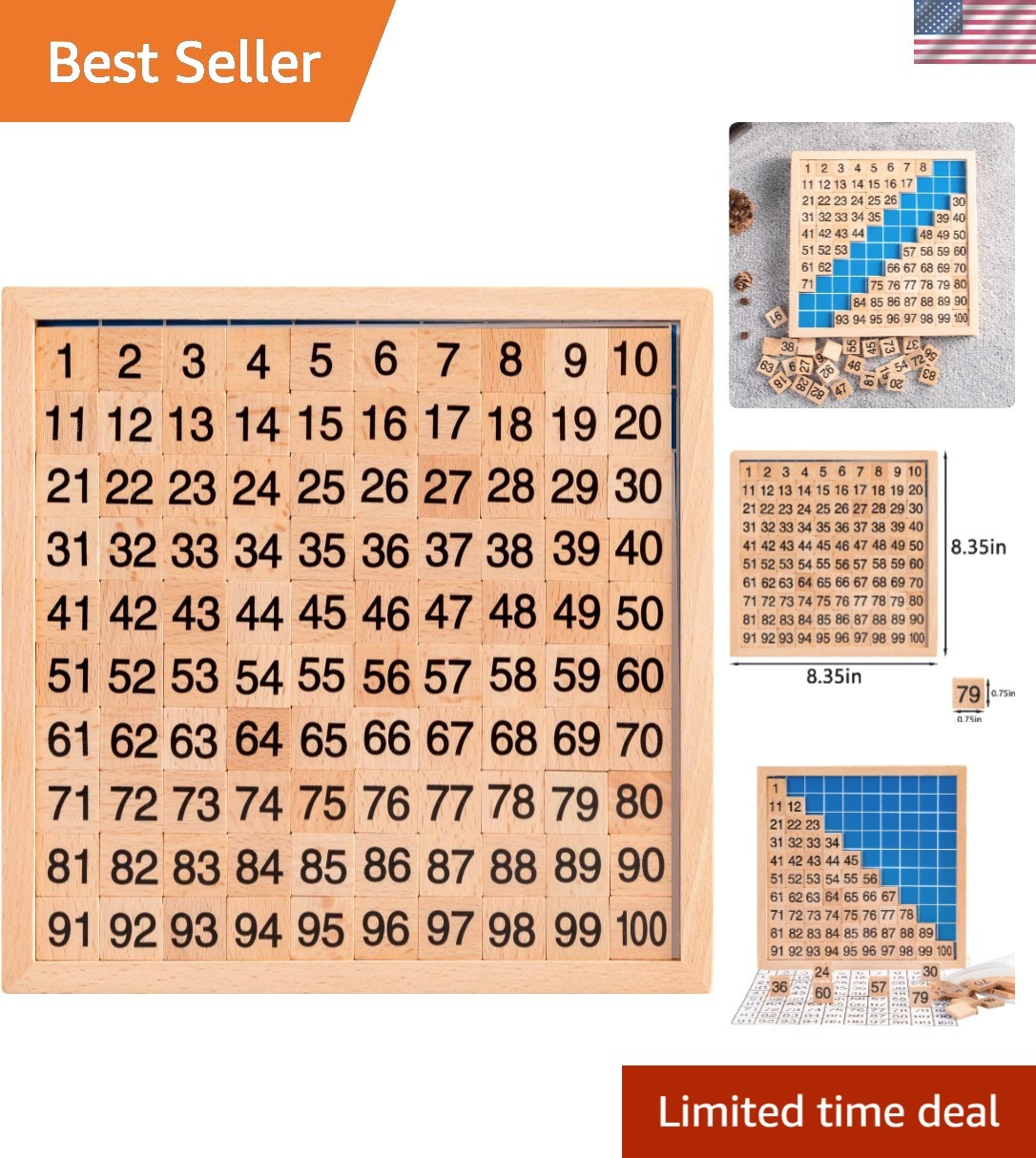 Educational Wooden Counting Board 1-100 with Storage Bag – Perfect for Preschool