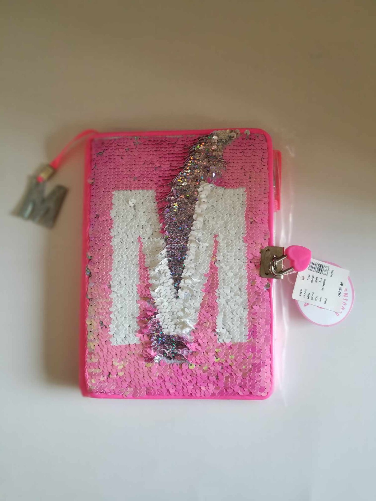 Justice Girls Sequin Neon Flip Sequins Diary Journal Writing Notebook Initial M