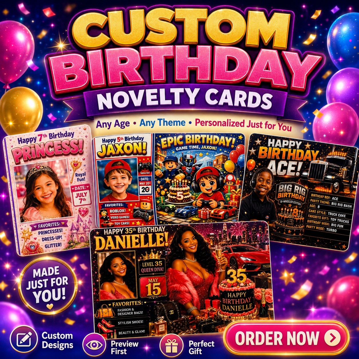 Custom Birthday Novelty Card – Personalized Front & Back