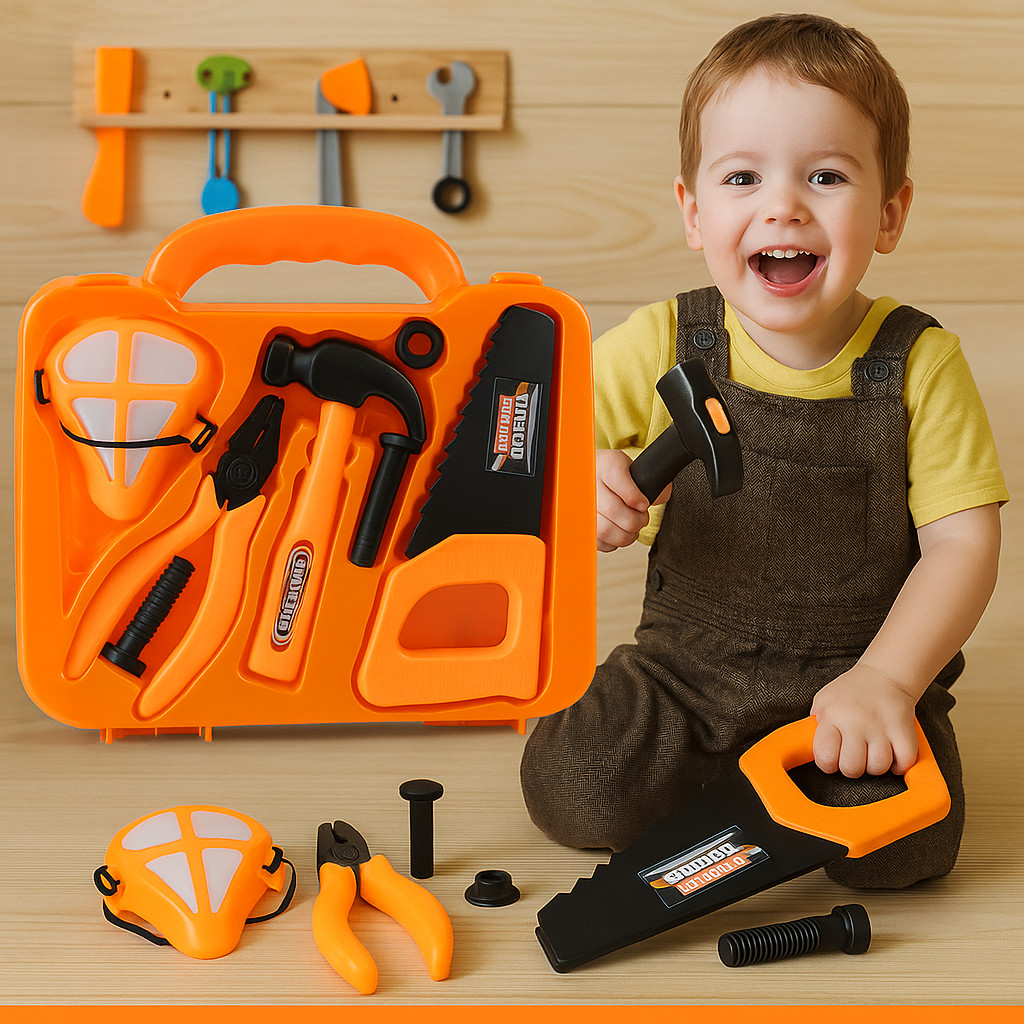 Kids Tool Set with Carry Case, Pretend Play Construction Tools for Boys & Girls