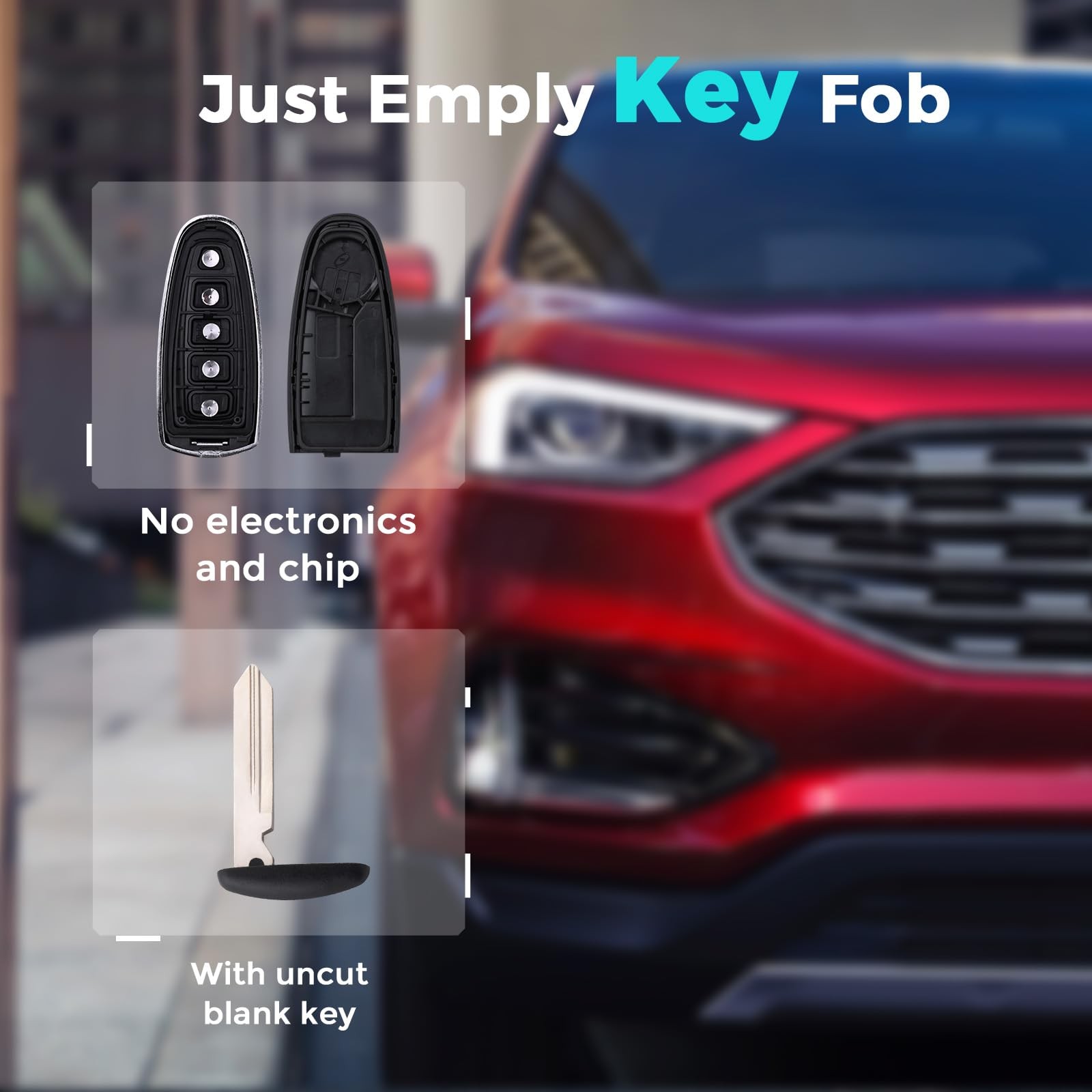 HelloAuto Key Fob for Ford Flex Explorer Escape without chip, Black