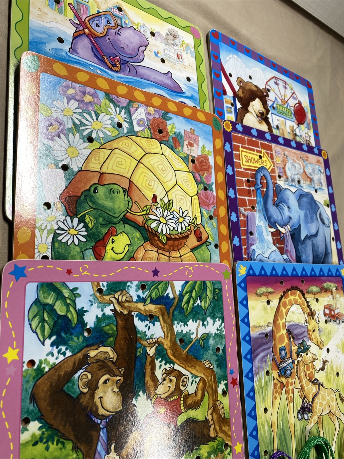 6 Lacing Boards Sewing Cards Sturdy Particle Board Animals Homeschool
