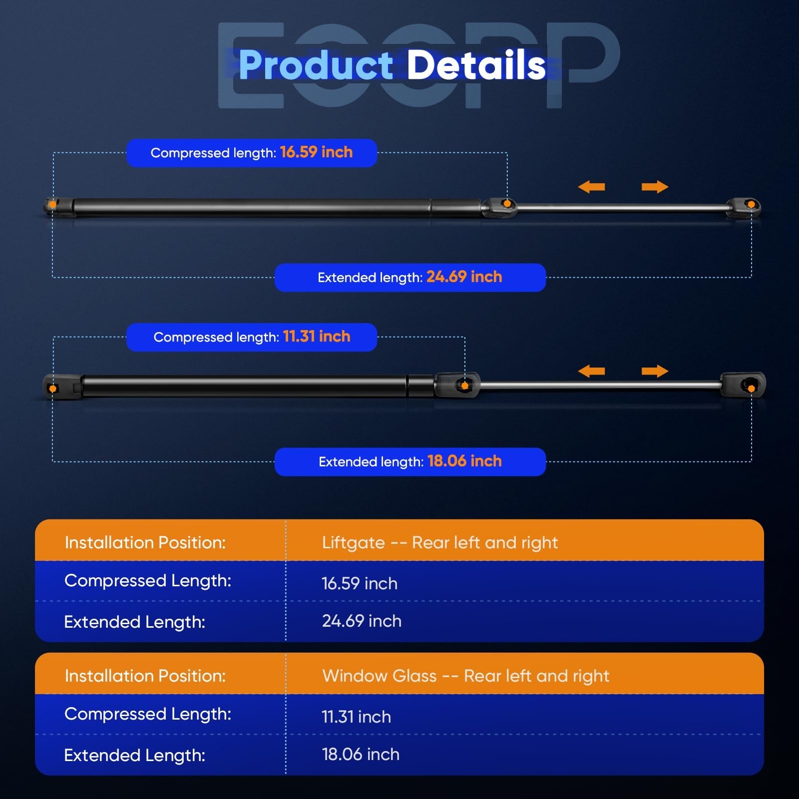 ECCPP 2pcs Liftgate and 2pcs Window Glass Lift Supports Struts for GMC Yukon …