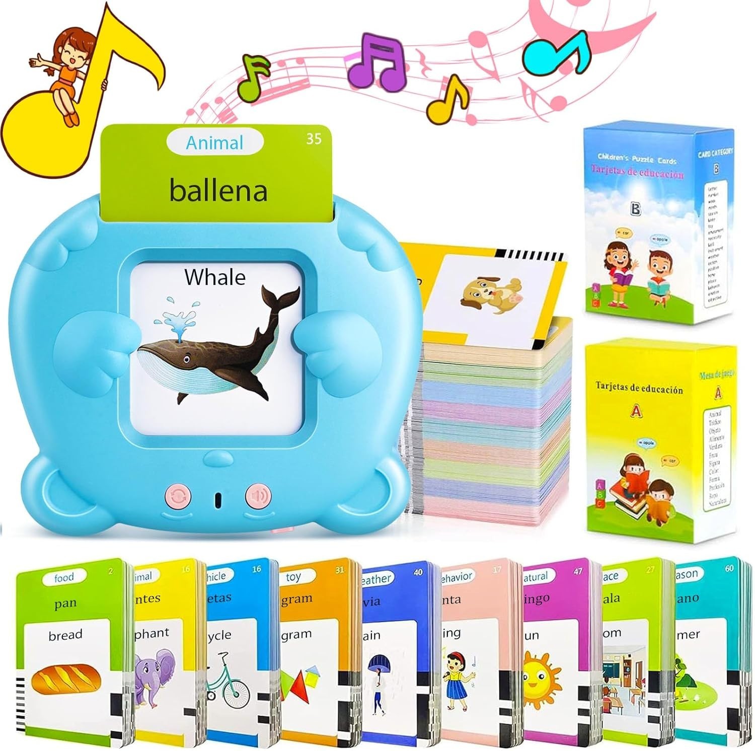 Spanish & English Talking Flash Cards for Toddler, 510 Sight Words Learning Toys