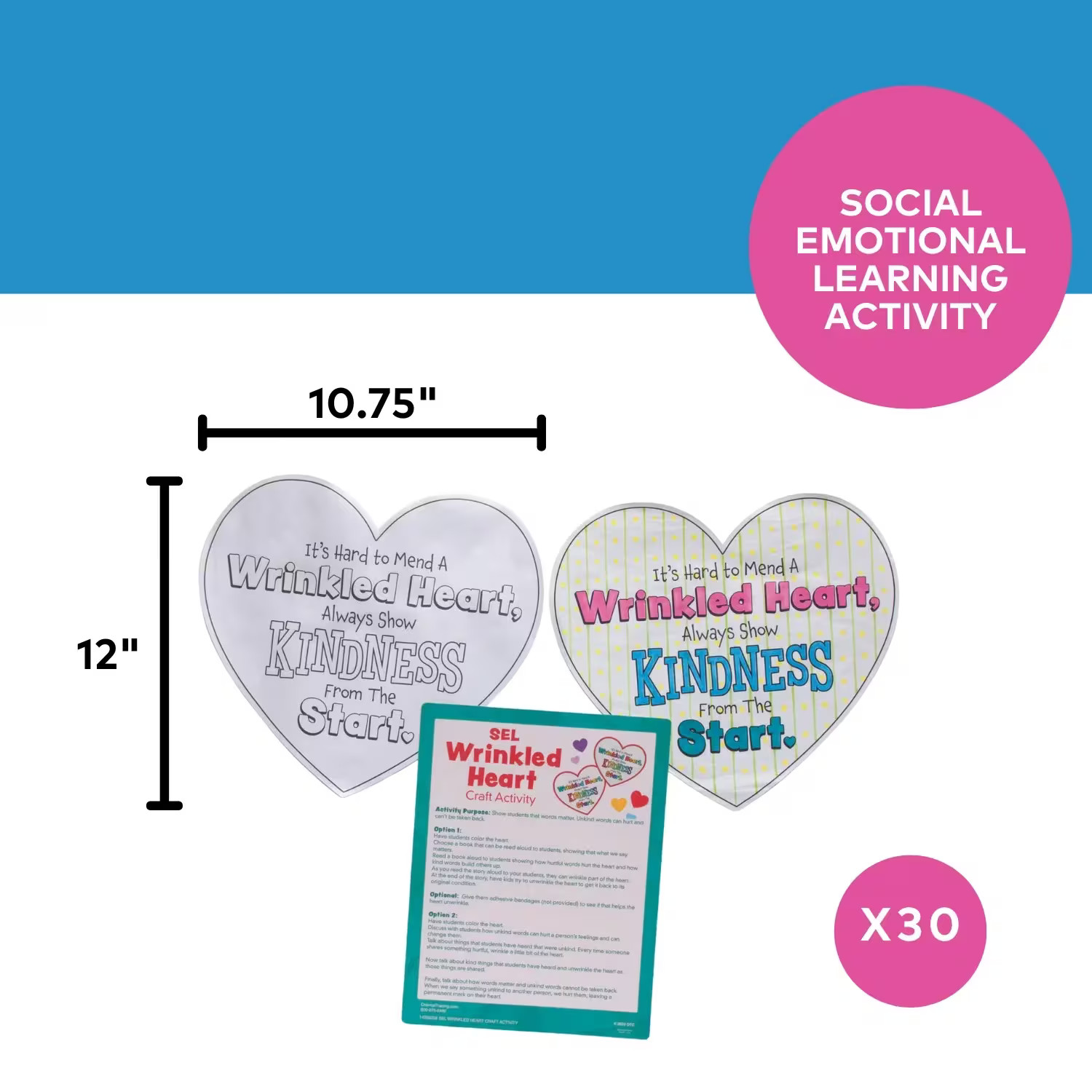 Fun Express Social Emotional Learning Wrinkled Heart Craft Activities – 30 Pc