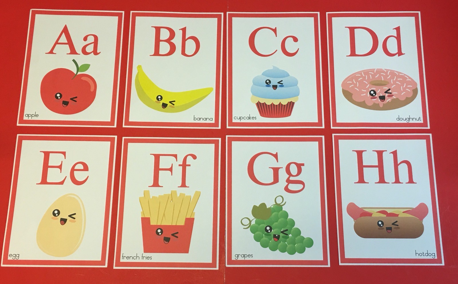 26 Letters – The Alphabets of Foods Cute Classroom Decor Posters 8.5 x11