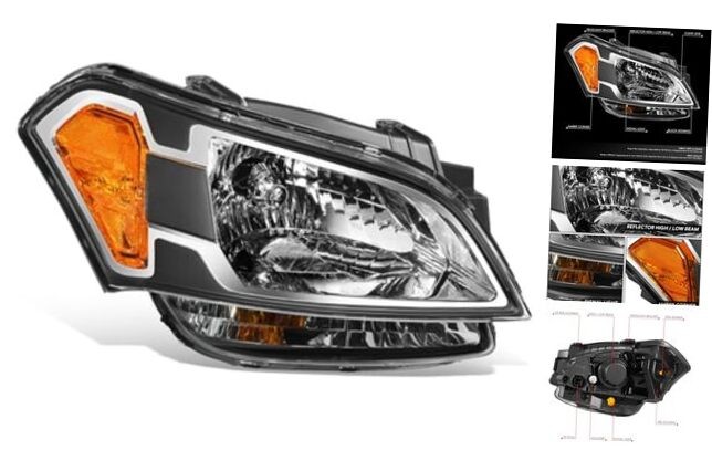 Right Passenger Headlight Assembly Halogen Black Housing for Kia Soul 2010-2011