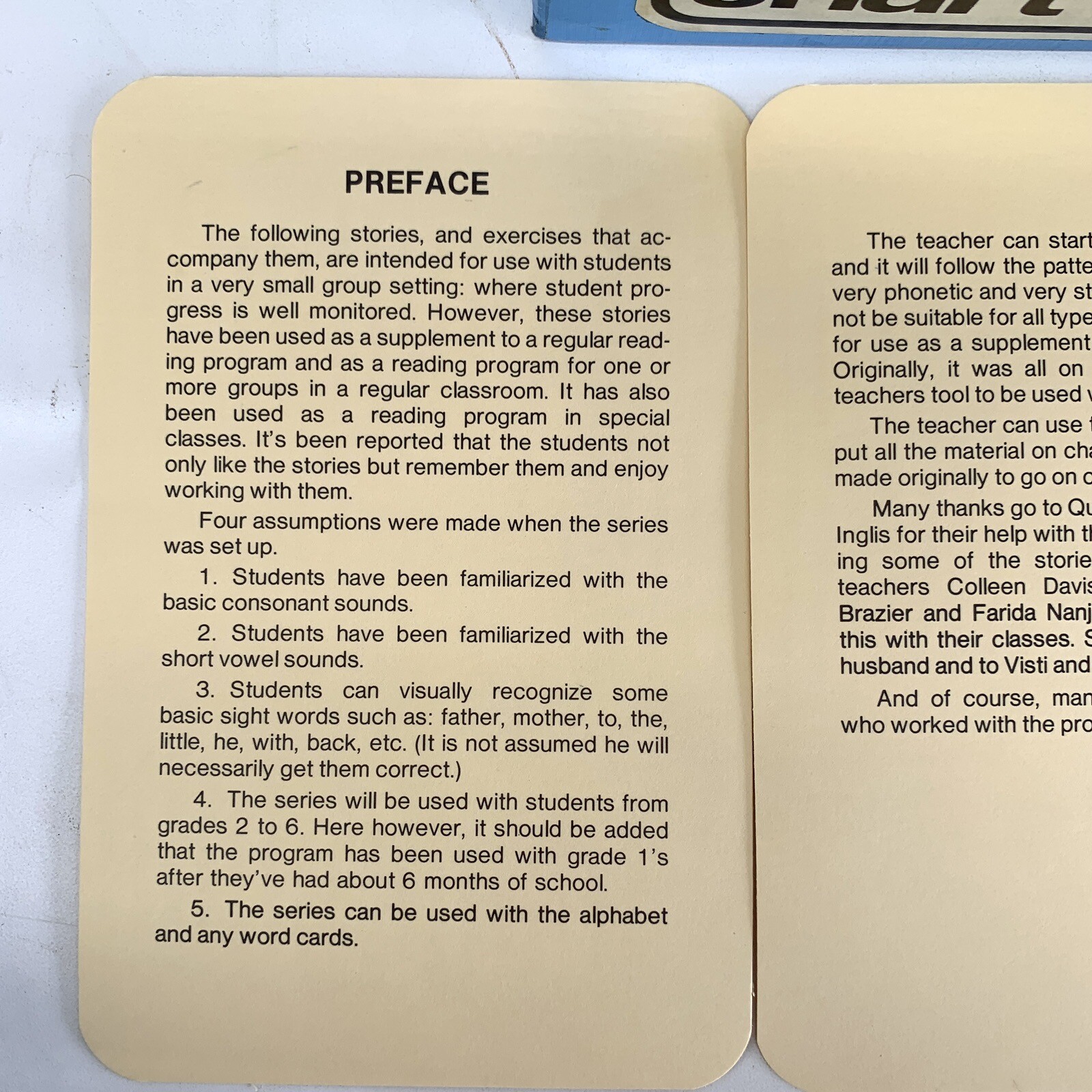 Scantland Reading Chart Series Cards Homeschool Student Materials Vintage 1977
