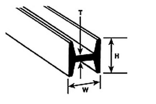 Plastruct 90548 HFS-12 White H Column (4) 3/8″ H&W x .055″ T x 15″ Long