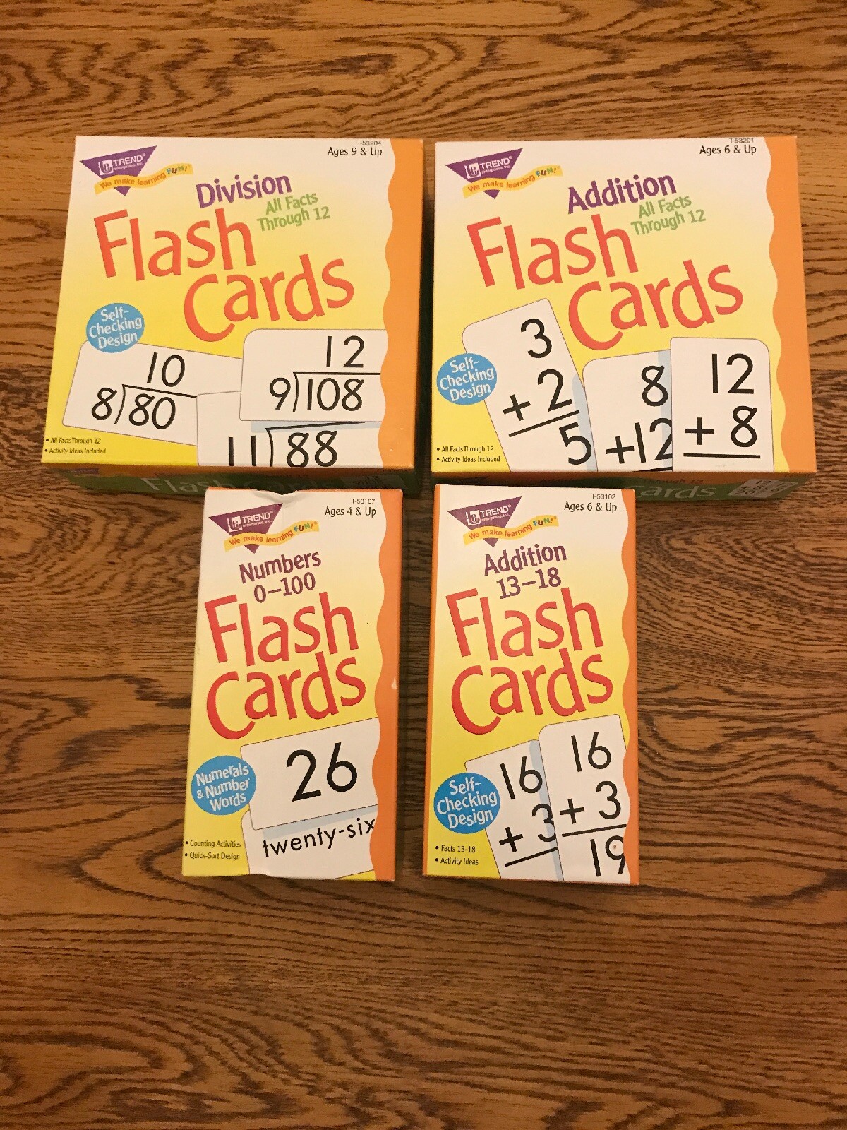 Lot Of 4 Division, Addition, Numbers & Addition 13-18 By Trend Enterprises
