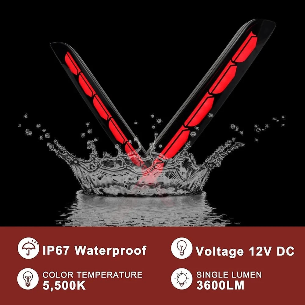Red Housing Full LED Rear Reflector Fog Bumper DRL Kit for Honda Civic 11th 2…