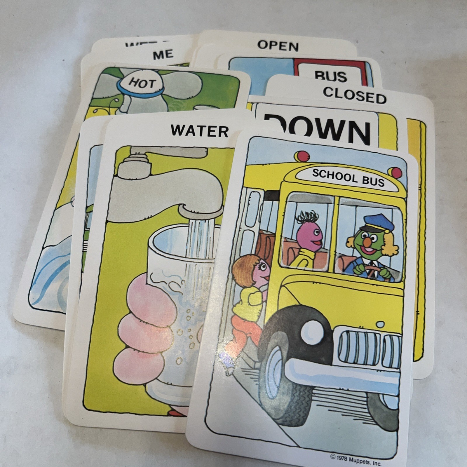 1986 Sesame Street Words Flash Cards Muppets Color Cards Golden Set of 30