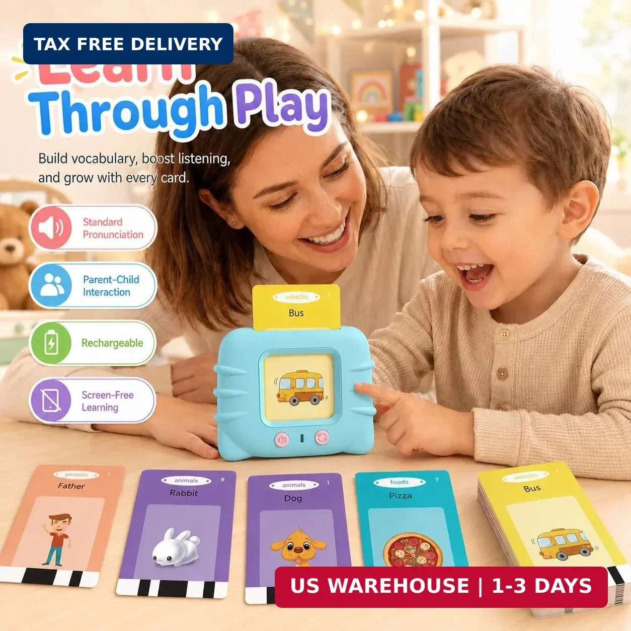 Talking Flash Cards for Toddlers 1 2 3 4 5 Year Olds, 224 Sight Words Montessori