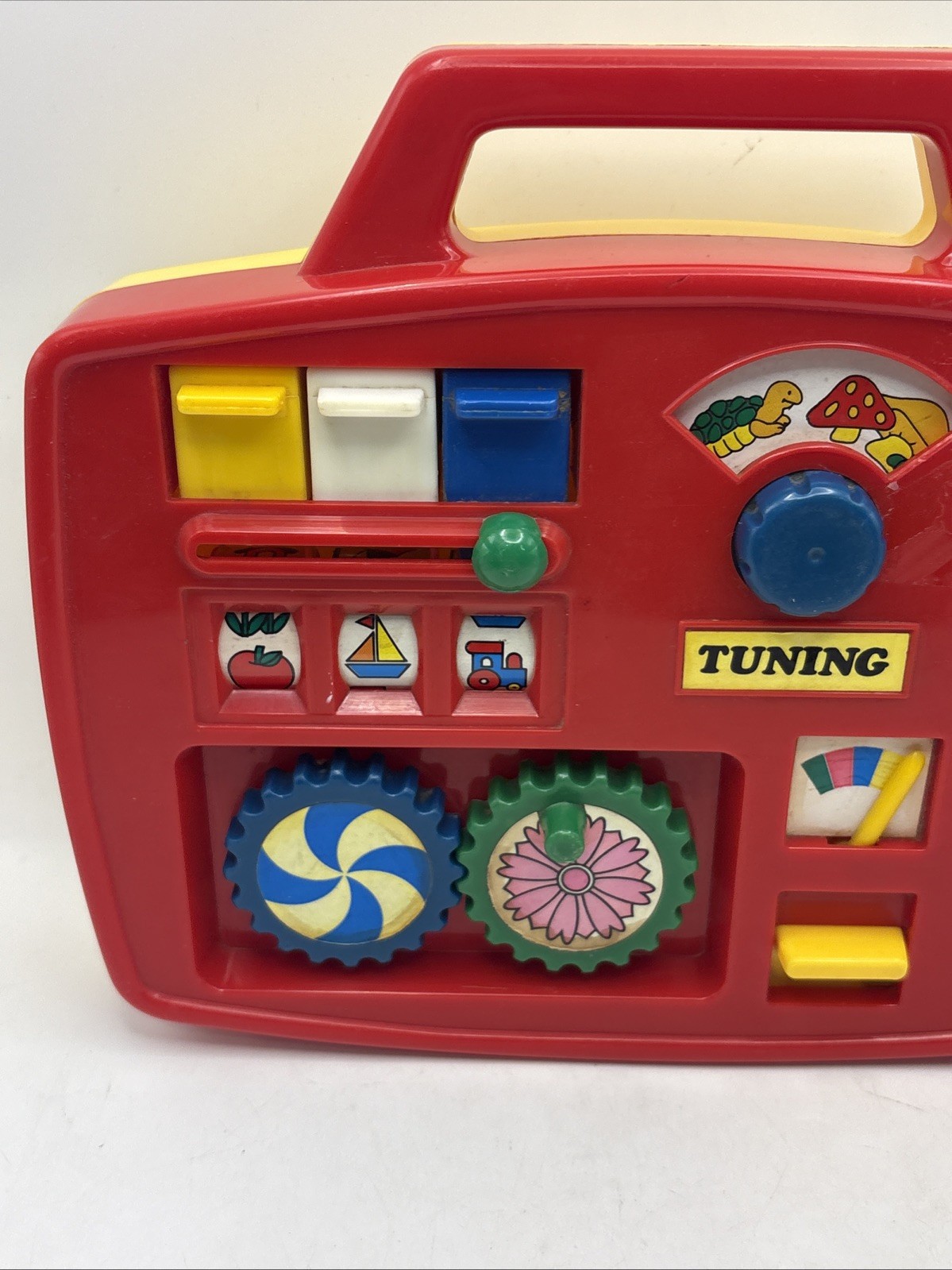 VINTAGE 1996 Megcos Toys Fun Radio Activity Box Red Sensory Toy Toddlers Kids