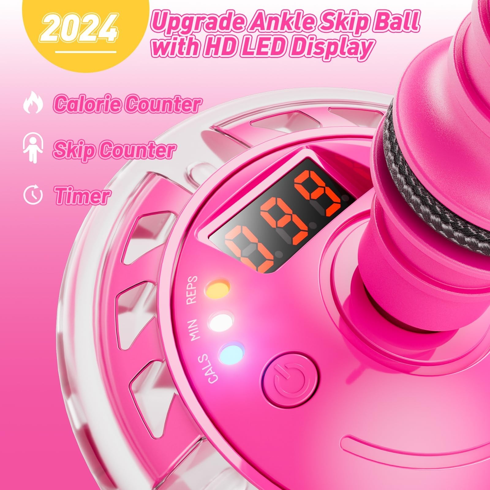 Flooyes Skip Ball for Kids, Ankle Skip Ball Toy with Counter, Timer and Cal C…