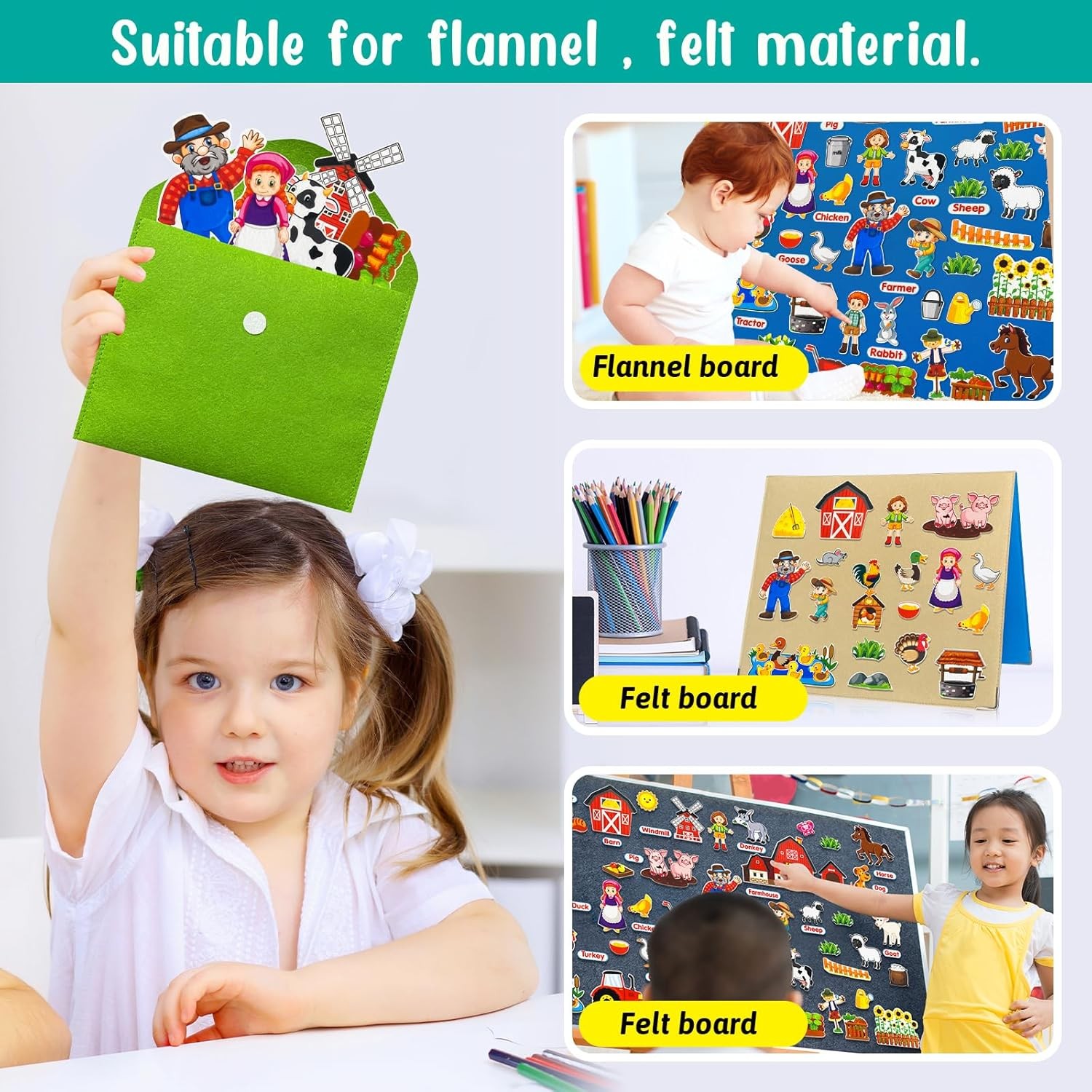 Felt Flannel Board Story Pieces for Toddlers Preschool, Kids Interactive Storyte