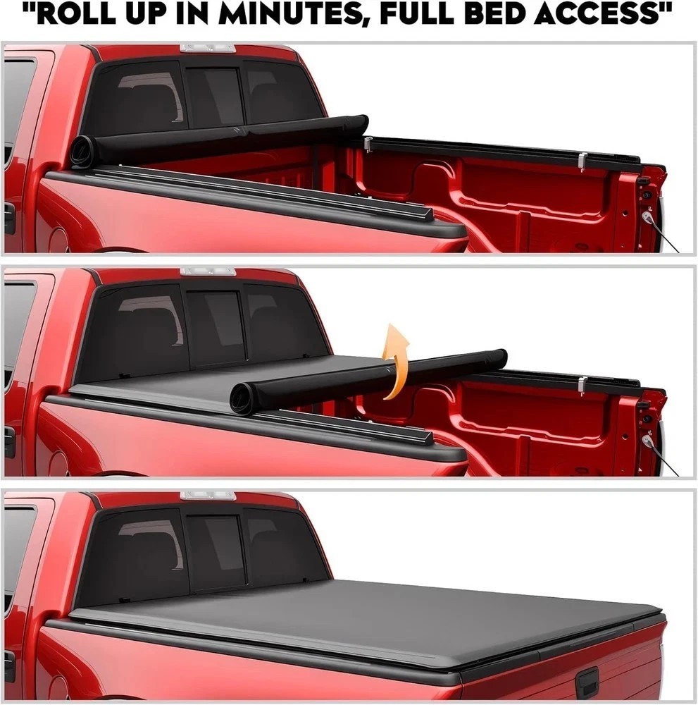 Soft Roll Up Truck Tonneau Bed Cover Fits for Chevy Silverado/GMC Sierra 2500HD