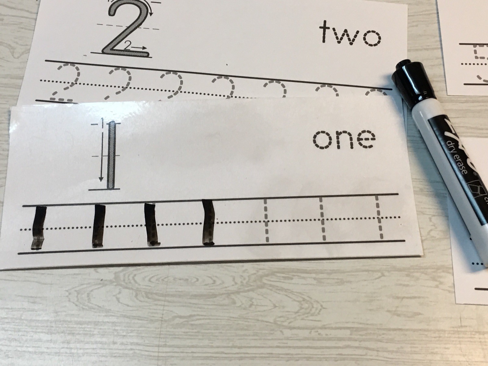 Numbers 1-20 Directional lines -laminated dry erase cards. Preschool Tracing.