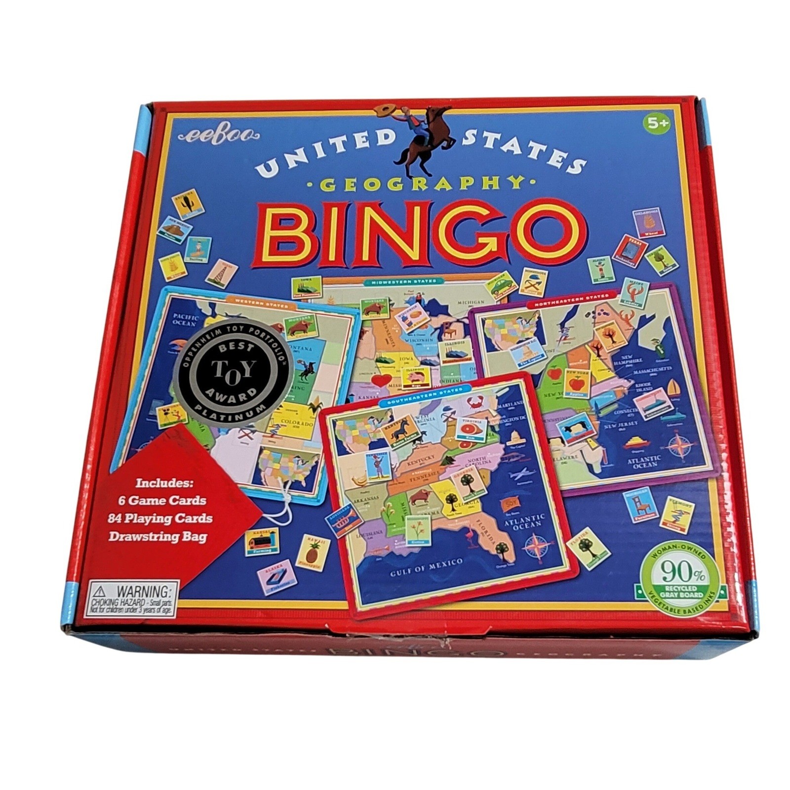 eeBoo United States Geography Bingo Kids Game Blue Good 1 Missing Piece