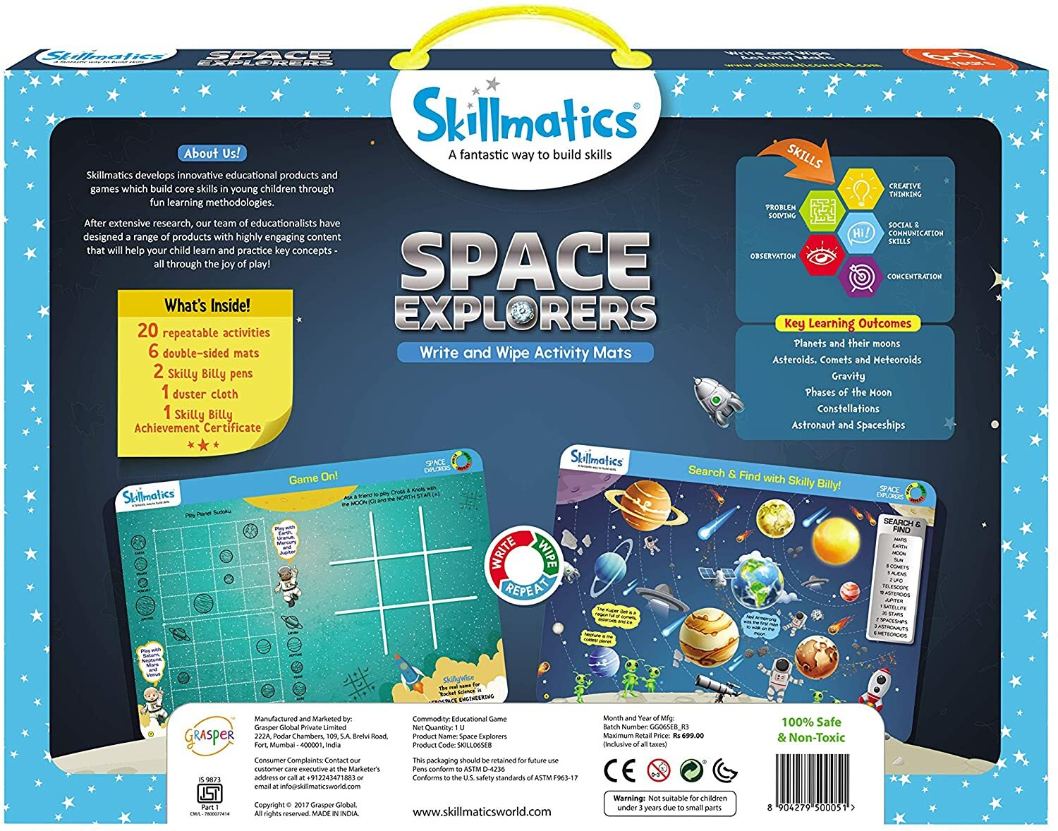 Skillmatics Educational Game: Space Explorers 6-9 Years | Erasable and Reusable