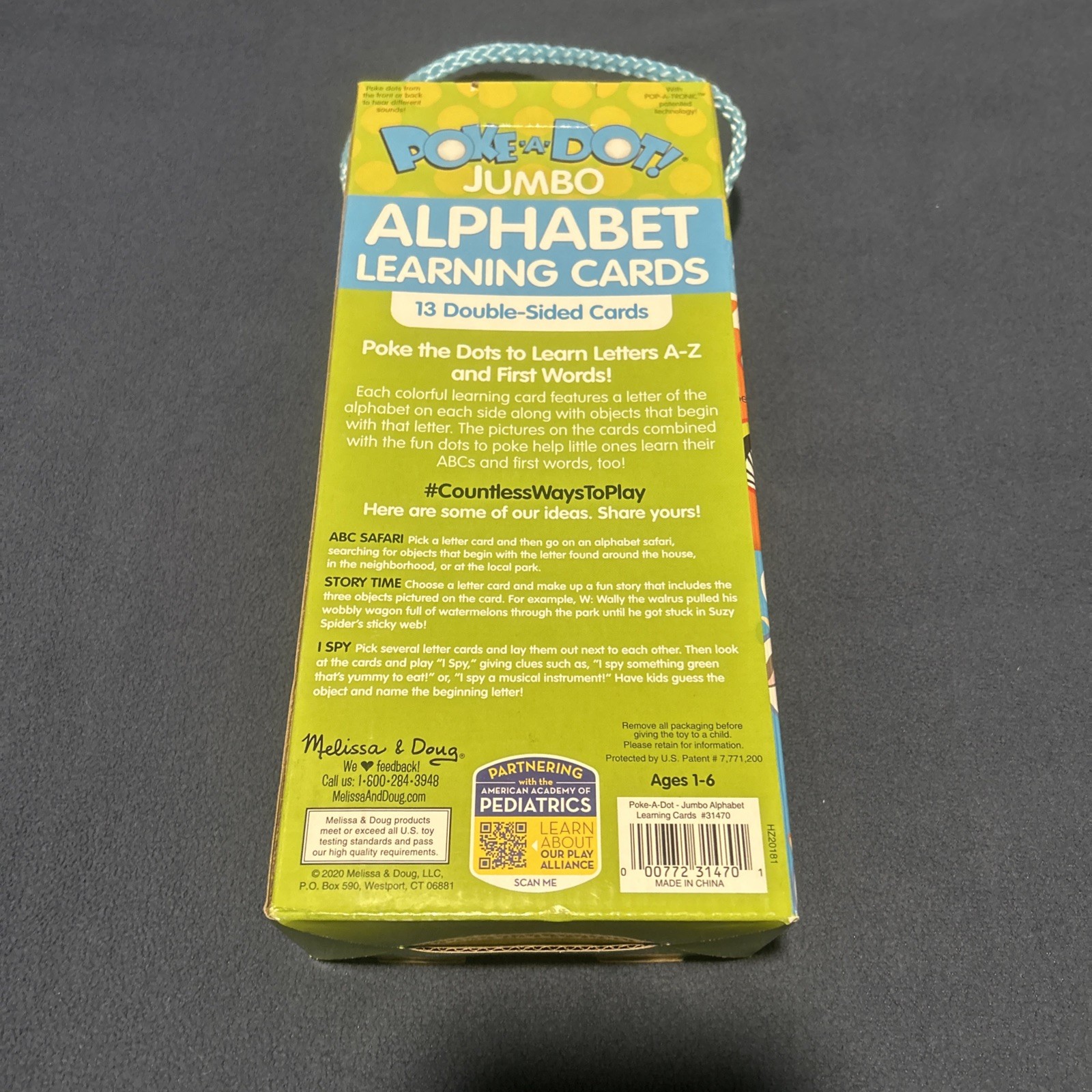 Melissa & Doug Poke A Dot Jumbo Alphabet Learning Cards Double Sided Cards