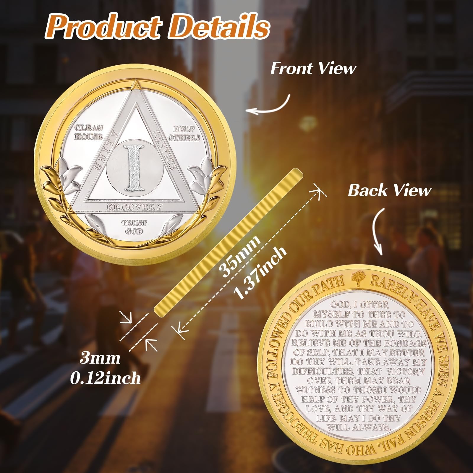 Victory Path 1 Year Sobriety Coin, Affirmation AA Chips, Addiction Recovery O…