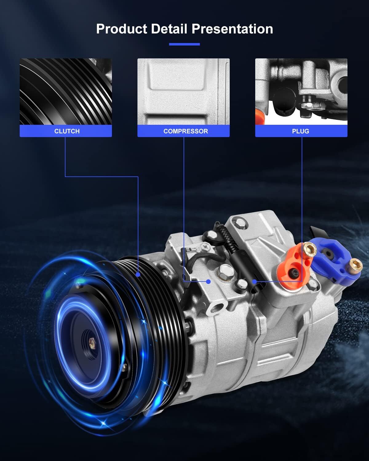 ECCPP A/C Compressor 1997-2008 Fit for M-ercedes Benz C220 C230 Series for