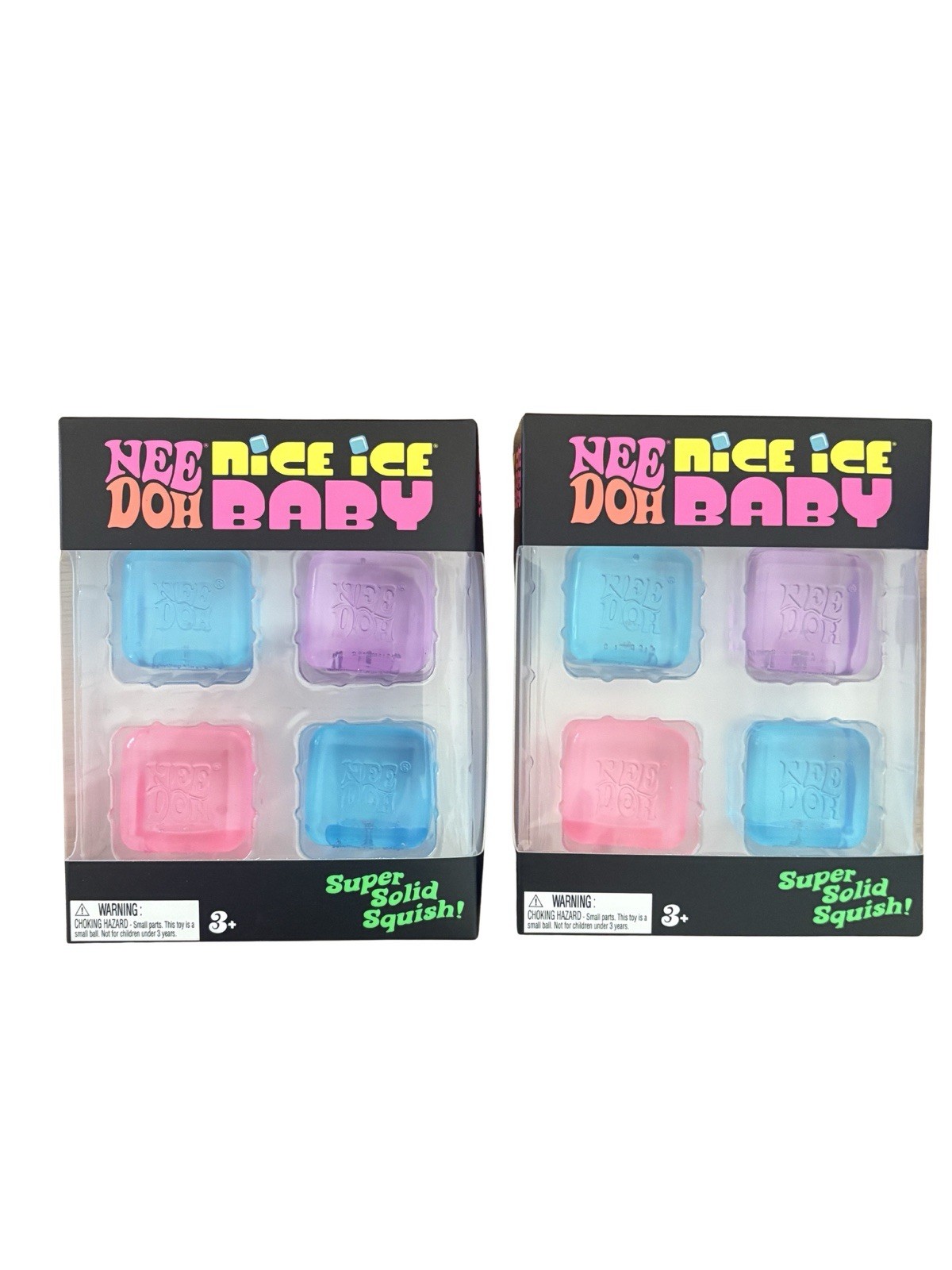 Nee Doh Nice Ice Baby Super Solid Squish Toys – Lot of 2 Packs (8 Total)