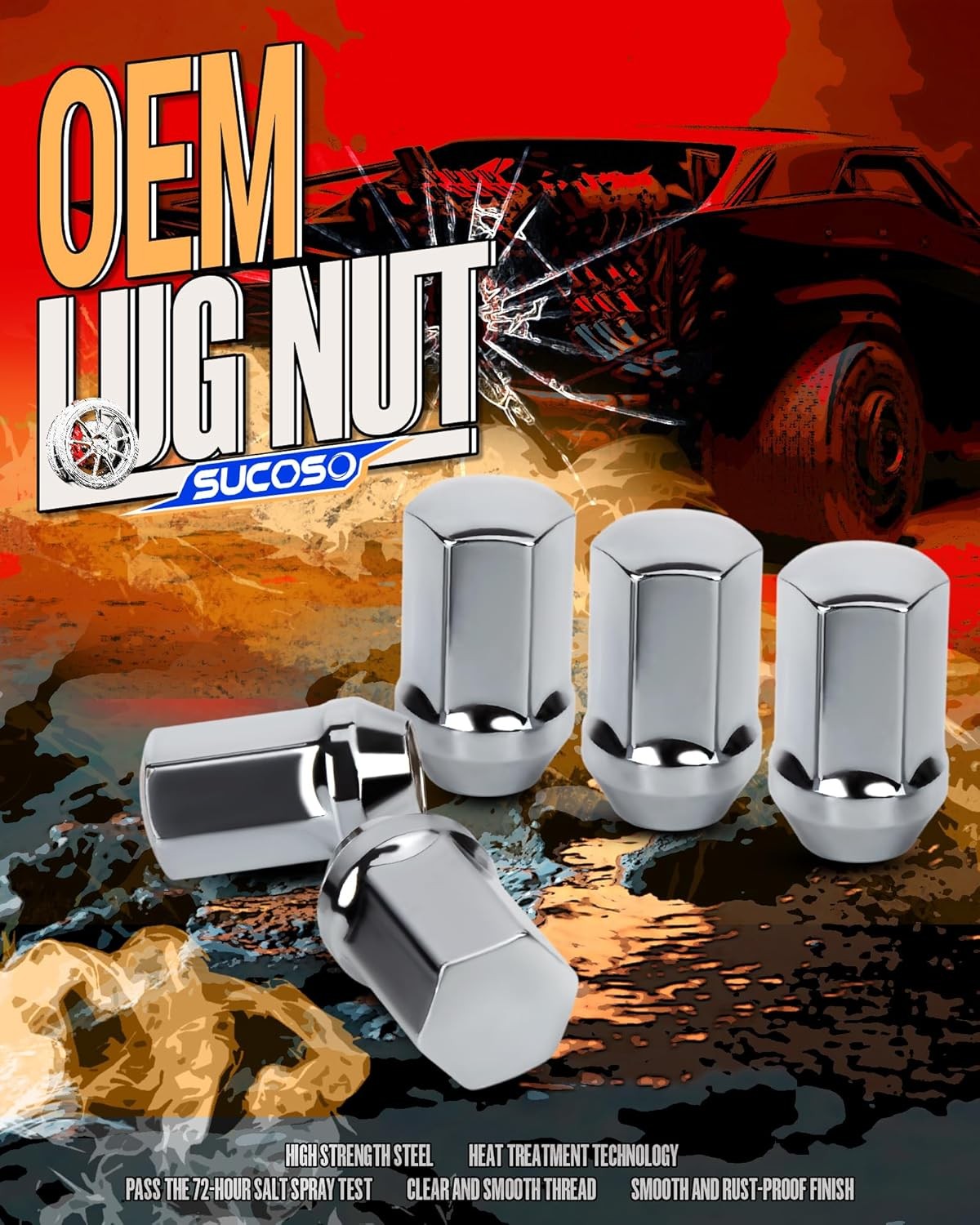 M14x1.5 Lug Nuts 24pc for Chevy Silverado 1500 Ram 1500 Chrome