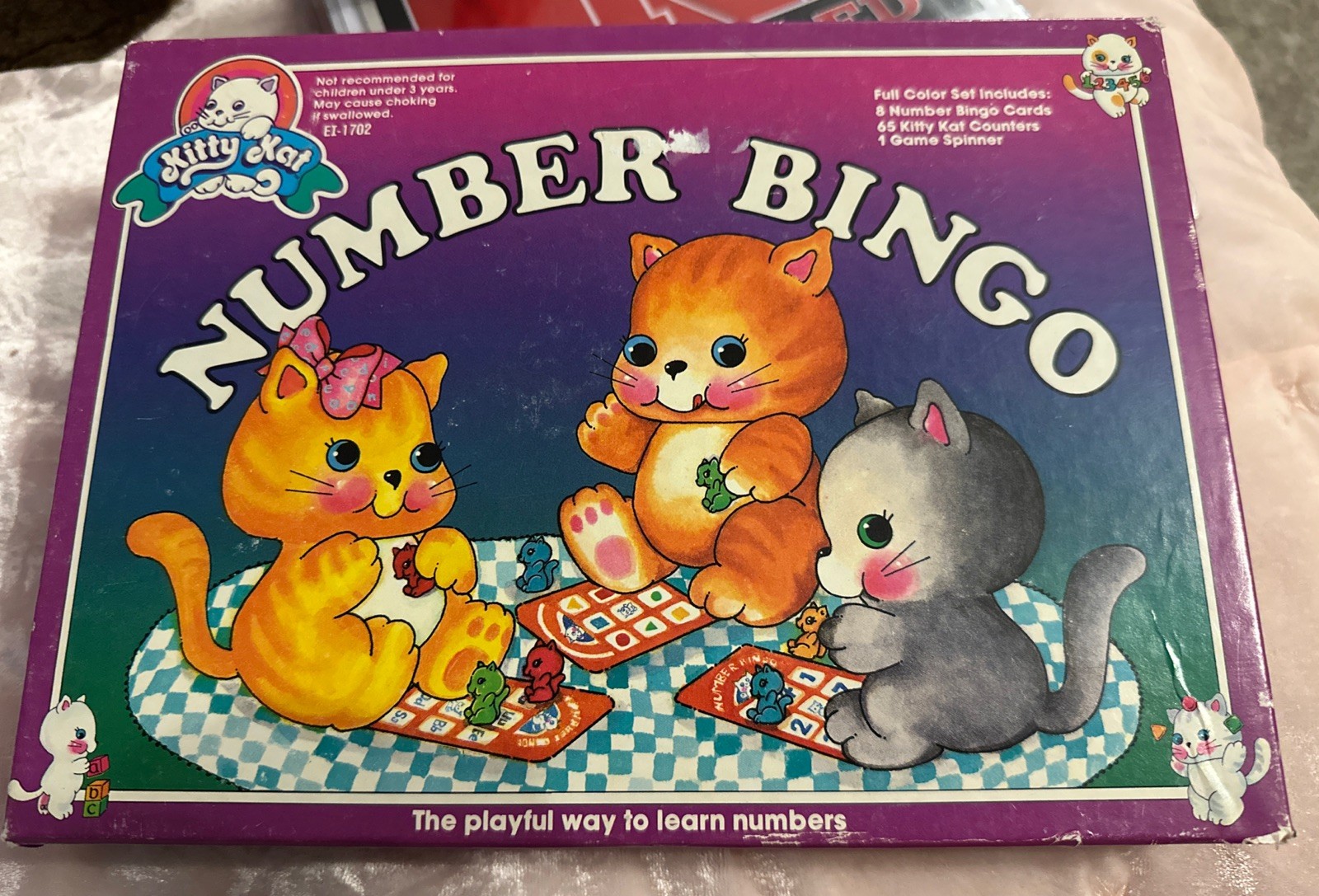 Kitty Kat Number Bingo Home School Game Open Box Vintage VGUC RARE