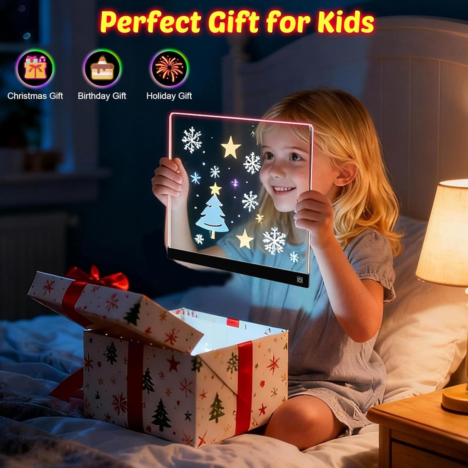 Lumiboard Led Drawing Board with 7 Colors,14X10 Acrylic Dry Erase Board for Gift